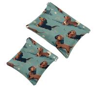 Your Travel Solution: 2Pcs Cute Little Dog-210 Shrapnel Pouch - Compact Makeup Bag, Multicolor 05, A:7.1x5.8in/18x14.8cm,B:4.7x4.5in/12x11.5cm