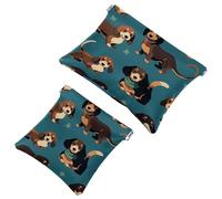 Your Travel Solution: 2Pcs Cute Little Dog-210 Shrapnel Pouch - Compact Makeup Bag, Multicolor 06, A:7.1x5.8in/18x14.8cm,B:4.7x4.5in/12x11.5cm