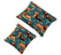 Your Travel Solution: 2Pcs Cute Little Dog-210 Shrapnel Pouch - Compact Makeup Bag, Multicolor 07, A:7.1x5.8in/18x14.8cm,B:4.7x4.5in/12x11.5cm