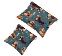 Your Travel Solution: 2Pcs Cute Little Dog-210 Shrapnel Pouch - Compact Makeup Bag, Multicolor 09, A:7.1x5.8in/18x14.8cm,B:4.7x4.5in/12x11.5cm