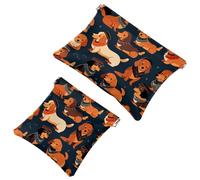 Your Travel Solution: 2Pcs Cute Little Dog-210 Shrapnel Pouch - Compact Makeup Bag, Multicolor 10, A:7.1x5.8in/18x14.8cm,B:4.7x4.5in/12x11.5cm