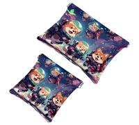 Your Travel Solution: 2Pcs Cute Space Dog-870 Shrapnel Pouch - Compact Makeup Bag, Multicolor 04, A：7.1x5.8in/18x14.8cm，B:4.7x4.5in/12x11.5cm