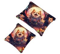 Your Travel Solution: 2Pcs Cute Space Dog-870 Shrapnel Pouch - Compact Makeup Bag, Multicolor 05, A：7.1x5.8in/18x14.8cm，B:4.7x4.5in/12x11.5cm