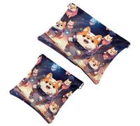 Your Travel Solution: 2Pcs Cute Space Dog-870 Shrapnel Pouch - Compact Makeup Bag, Multicolor 08, A：7.1x5.8in/18x14.8cm，B:4.7x4.5in/12x11.5cm