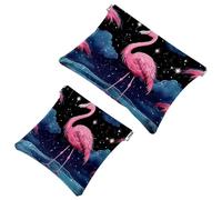 Your Travel Solution: 2Pcs Flamingos on the Lake Surface-1035 Shrapnel Pouch - Compact Makeup Bag, Multicolor 03, A：7.1x5.8in/18x14.8cm，B:4.7x4.5in/12x11.5cm
