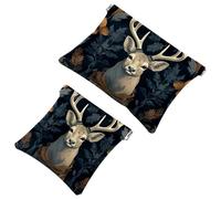 Your Travel Solution: 2Pcs Forest Cute Deer-2058 Shrapnel Pouch - Compact Makeup Bag, Multicolor 05, A：7.1x5.8in/18x14.8cm，B:4.7x4.5in/12x11.5cm