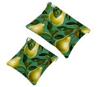 Your Travel Solution: 2Pcs Green Leaves and Yellow Pears-1992 Shrapnel Pouch - Compact Makeup Bag, Multicolor 10, A:7.1x5.8in/18x14.8cm,B:4.7x4.5in/12x11.5cm