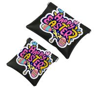 Your Travel Solution: 2Pcs Happy Easter Creative Font-1200 Shrapnel Pouch - Compact Makeup Bag, Multicolor 07, A：7.1x5.8in/18x14.8cm，B:4.7x4.5in/12x11.5cm