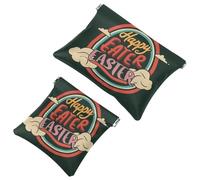 Your Travel Solution: 2Pcs Happy Easter Creative Font-1200 Shrapnel Pouch - Compact Makeup Bag, Multicolor 03, A：7.1x5.8in/18x14.8cm，B:4.7x4.5in/12x11.5cm