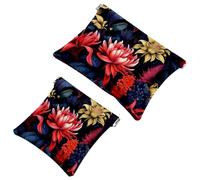 Your Travel Solution: 2Pcs Ink Plants-309 Shrapnel Pouch - Compact Makeup Bag, Multicolor 07, A：7.1x5.8in/18x14.8cm，B:4.7x4.5in/12x11.5cm