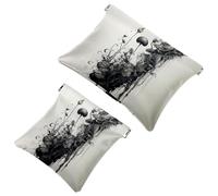 Your Travel Solution: 2Pcs Ink Plants-342 Shrapnel Pouch - Compact Makeup Bag, Multicolor 03, A：7.1x5.8in/18x14.8cm，B:4.7x4.5in/12x11.5cm