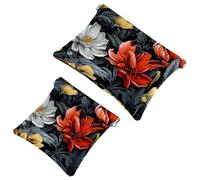 Your Travel Solution: 2Pcs Ink Plants-408 Shrapnel Pouch - Compact Makeup Bag, Multicolor 01, A：7.1x5.8in/18x14.8cm，B:4.7x4.5in/12x11.5cm