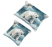 Your Travel Solution: 2Pcs Lonely Polar Bear-78 Shrapnel Pouch - Compact Makeup Bag, Multicolor 04, A：7.1x5.8in/18x14.8cm，B:4.7x4.5in/12x11.5cm