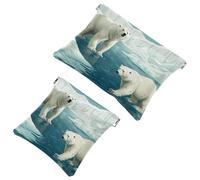 Your Travel Solution: 2Pcs Lonely Polar Bear-78 Shrapnel Pouch - Compact Makeup Bag, Multicolor 08, A：7.1x5.8in/18x14.8cm，B:4.7x4.5in/12x11.5cm
