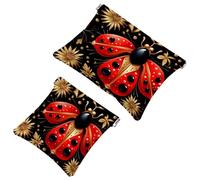 Your Travel Solution: 2Pcs Red Art Seven Star Ladybug-1068 Shrapnel Pouch - Compact Makeup Bag, Multicolor 06, A：7.1x5.8in/18x14.8cm，B:4.7x4.5in/12x11.5cm
