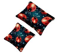 Your Travel Solution: 2Pcs Red Art Seven Star Ladybug-1365 Shrapnel Pouch - Compact Makeup Bag, Multicolor 08, A：7.1x5.8in/18x14.8cm，B:4.7x4.5in/12x11.5cm