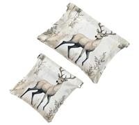 Your Travel Solution: 2Pcs Red Flower River Deer-2124 Shrapnel Pouch - Compact Makeup Bag, Multicolor 05, A：7.1x5.8in/18x14.8cm，B:4.7x4.5in/12x11.5cm