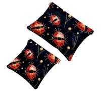 Your Travel Solution: 2Pcs Red Seven Star Ladybug-1233 Shrapnel Pouch - Compact Makeup Bag, Multicolor 01, A:7.1x5.8in/18x14.8cm,B:4.7x4.5in/12x11.5cm