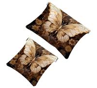 Your Travel Solution: 2Pcs Retro Art Flower Butterfly-1761 Shrapnel Pouch - Compact Makeup Bag, Multicolor 01, A：7.1x5.8in/18x14.8cm，B:4.7x4.5in/12x11.5cm