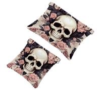 Your Travel Solution: 2Pcs Skull Art Butterfly-870 Shrapnel Pouch - Compact Makeup Bag, Multicolor 08, A：7.1x5.8in/18x14.8cm，B:4.7x4.5in/12x11.5cm