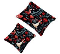 Your Travel Solution: 2Pcs Sweet Red Valentine's Day Love-903 Shrapnel Pouch - Compact Makeup Bag, Multicolor 08, A:7.1x5.8in/18x14.8cm,B:4.7x4.5in/12x11.5cm