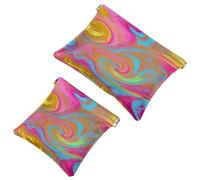 Your Travel Solution: 2Pcs Tie Dyeing Art-1860 Shrapnel Pouch - Compact Makeup Bag, Multicolor 01, A：7.1x5.8in/18x14.8cm，B:4.7x4.5in/12x11.5cm