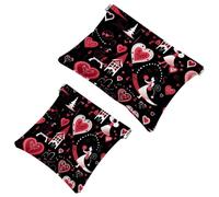 Your Travel Solution: 2Pcs Valentine's Day Love-870 Shrapnel Pouch - Compact Makeup Bag, Multicolor 05, A：7.1x5.8in/18x14.8cm，B:4.7x4.5in/12x11.5cm