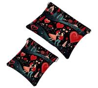 Your Travel Solution: 2Pcs Valentine's Day Love-870 Shrapnel Pouch - Compact Makeup Bag, Multicolor 08, A：7.1x5.8in/18x14.8cm，B:4.7x4.5in/12x11.5cm