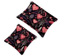 Your Travel Solution: 2Pcs Valentine's Day Love-870 Shrapnel Pouch - Compact Makeup Bag, Multicolor 09, A：7.1x5.8in/18x14.8cm，B:4.7x4.5in/12x11.5cm