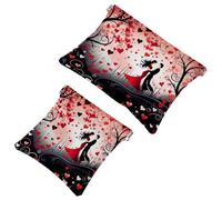 Your Travel Solution: 2Pcs Valentine's Day Love-870 Shrapnel Pouch - Compact Makeup Bag, Multicolor 10, A：7.1x5.8in/18x14.8cm，B:4.7x4.5in/12x11.5cm