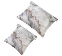 Your Travel Solution: 2Pcs Yellow Ink Textured Marble-408 Shrapnel Pouch - Compact Makeup Bag, Multicolor 02, A：7.1x5.8in/18x14.8cm，B:4.7x4.5in/12x11.5cm