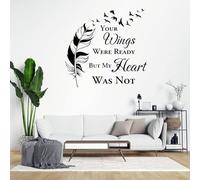 Your Wings were Ready But My Heart was Not Wall Stickers Motivational Saying Wall Decal Removable DIY Wall Art Decor Decals Murals for Home Room Walls Decoration 18 Inch