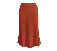 Your Women's Satin High Waist Hidden Elasticized Waistband Flared Casual a Line Midi Skirt White XXL