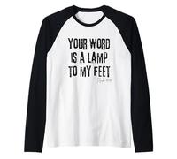 Your Word is a Lamp to My Feet Psalm 119:105 Bible Light Raglan Baseball Tee