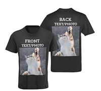 Yourdesign Front and Back Personalised T-Shirt - Add Photos and Text - Unisex Black 100% Soft Cotton SML - XXXL