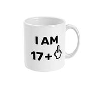 yourdesign I am 17 + Middle Finger Mug - Funny 18th Birthday Mug for Man or Women - on his Birthday for a Joke Present