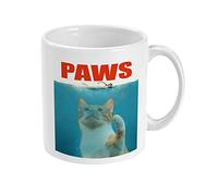 Yourdesign Paws Funny Parody Mug for Cat Lovers - Cat Mums Gift Meow Jaws Spoof