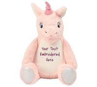 Yourdesign Personalised Embroidered Unicorn - Large 40cm -Stitched Message or Name - Removable Pouch Christening Comfort Bear - New Baby