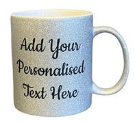 Yourdesign Personalised Silver Glitter Mug - Add Your Name, Quote or Custom Message