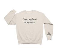 yourdesignltd I Wear My Heart On My Sleeve Sweatshirt - Personalised Children’s name on Sleeve Small - XXXL - Soft Cotton Black