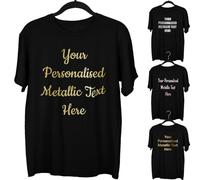 Yourdesignltd Personalised T Shirts Metallic Writing - Gold, Silver, Rose Gold or Pink Gold - Hot Foil - Unisex Fit - Stag Do - Hen Night, Birthday Girl