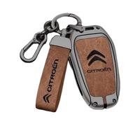 Yourdou Car Key Cover for Citroen C4 Grand Picasso 2013-2016, Car Key Fob Case Remote Control Car Key Shell With Keychain Key Protection Case Replacement Accessories,Brown-A
