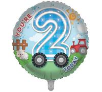 You're 2 Today Farm Tractor Double Sided 18-Inch Foil Balloon