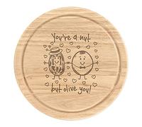 You're A Nut But Olive You Wooden Chopping Cheese Board Round 25cm