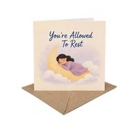 You're Allowed to Rest Encouragement Greeting Card - Self Care, Burnout, Slowing Down, Permission To Pause Card With Envelope