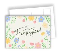 You're awesome! - Floral Watercolour Postcard with Sweet and Positive Touch | Set of 10 Flat Postcards (A6) - Writeable Back