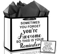 You're Awesome Reminder Gift Bag with 3 Tissue Paper & Card Large White Minimalist Thick Paper Party Favor Bags for Farewell Appreciation Employee Coworker Leaving Gifts Women Men Best Friend