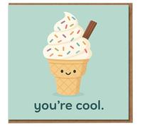You're Cool Ice Cream Birthday Card - Cute Pun with Sprinkles and Chocolate Flake - Fun Card for Friends, Kids, Him or Her