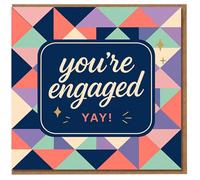 You're Engaged Yay - Engagement Congratulations Card - Modern Geometric Colourful Design - Celebration Greeting Card