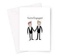 You're Engayged Greeting Card | Engagement Card For Gay Couple, LGBTQ+ You're Engaged Card, Congratulations You're Engaged, For Gay Men, Two Grooms